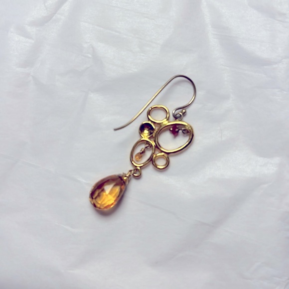 Alexis Bittar 14k yellow gold plated open circle & multi stone dangly earring - Picture 3 of 3